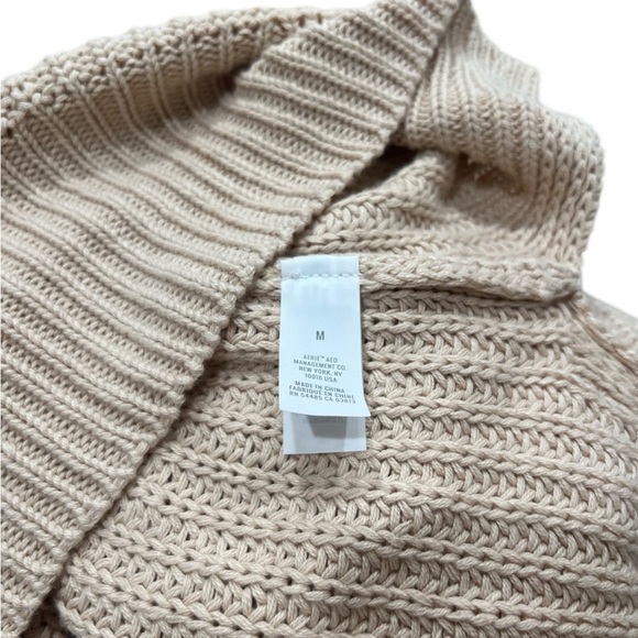 Aerie Ribbed Knit V-Neck Pullover Sweater | Cream / Light Pink | Size Medium - Picture 9 of 11